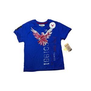 Company 81 Boys XL 18/20 Graphic Tee Blue Red Eagle Y2K Vintage Style NWT